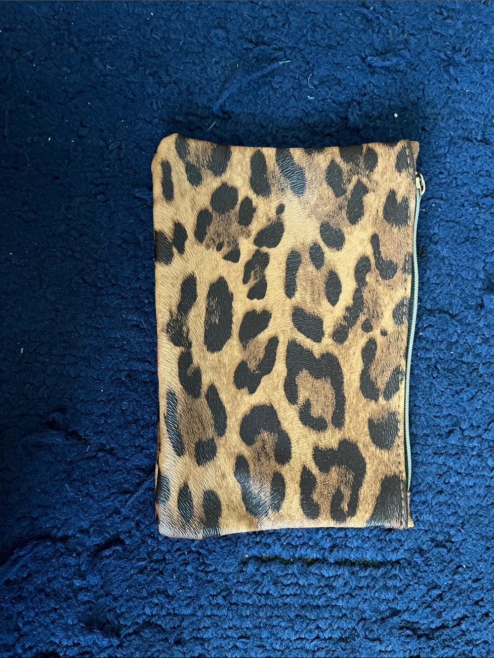 ipsy Leopard Print Cosmetic Bag with Orange Accent